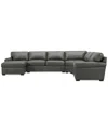 Macy's Radley Roll Arm 152" 5-pc. Leather Wedge Corner Chaise Sectional, Exclusively At
