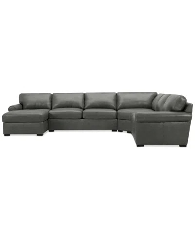 Macy's Radley Roll Arm 152" 5-pc. Leather Wedge Corner Chaise Sectional, Exclusively At