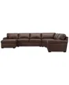 Macy's Radley Roll Arm 152" 5-pc. Leather Wedge Corner Chaise Sectional, Exclusively At