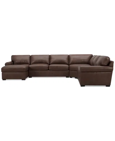 Macy's Radley Roll Arm 152" 5-pc. Leather Wedge Corner Chaise Sectional, Exclusively At