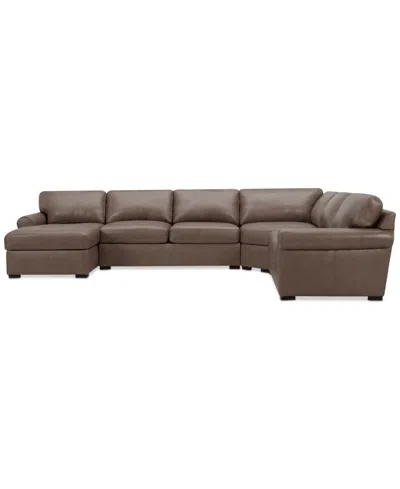MACY'S RADLEY ROLL ARM 152" 5-PC. LEATHER WEDGE CORNER CHAISE SECTIONAL, EXCLUSIVELY AT MACY'S
