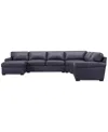 Macy's Radley Roll Arm 152" 5-pc. Leather Wedge Corner Chaise Sectional, Exclusively At