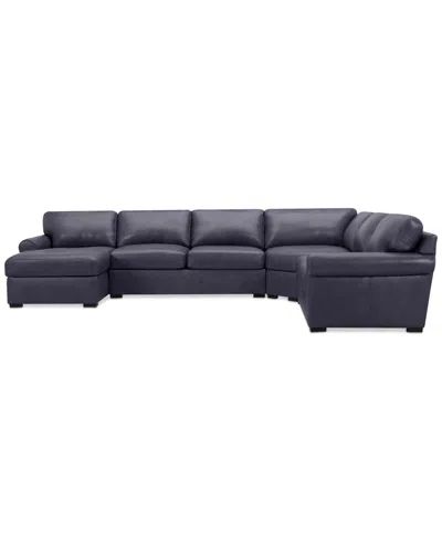 MACY'S RADLEY ROLL ARM 152" 5-PC. LEATHER WEDGE CORNER CHAISE SECTIONAL, EXCLUSIVELY AT MACY'S