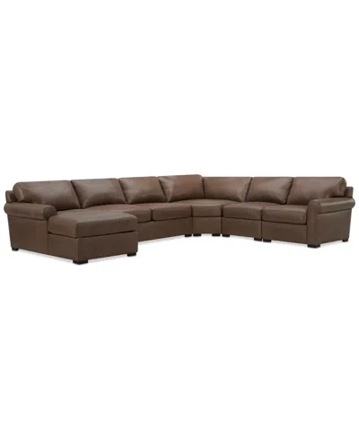 MACY'S RADLEY ROLL ARM 152" 5-PC. LEATHER WEDGE CORNER CHAISE SECTIONAL, EXCLUSIVELY AT MACY'S