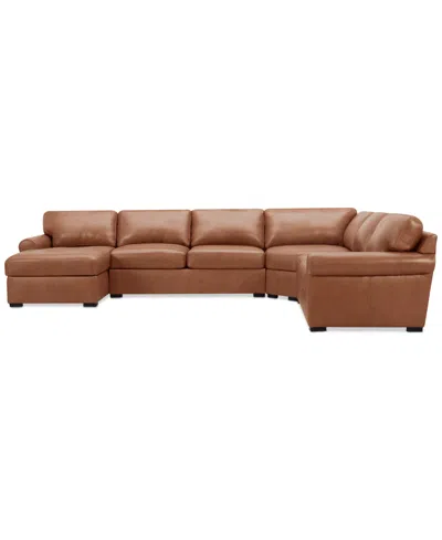 MACY'S RADLEY ROLL ARM 152" 5-PC. LEATHER WEDGE CORNER CHAISE SECTIONAL, EXCLUSIVELY AT MACY'S