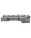 Macy's Radley Roll Arm 152" 5-pc. Leather Wedge Corner Chaise Sectional, Exclusively At