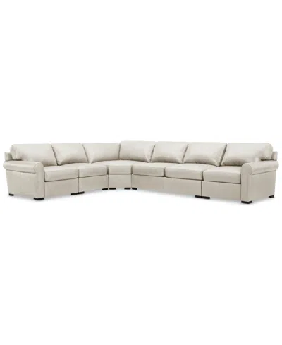 Macy's Radley Roll Arm 152" 5-pc. Leather Wedge Corner L Sectional, Exclusively At