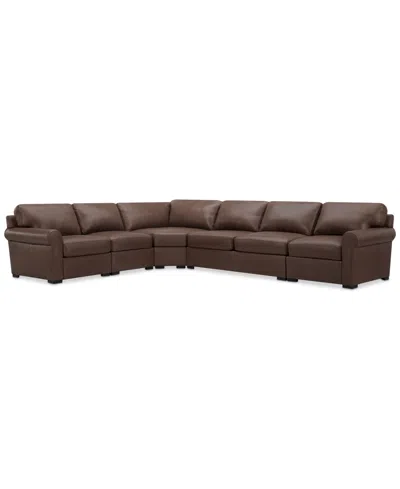 MACY'S RADLEY ROLL ARM 152" 5-PC. LEATHER WEDGE CORNER L SECTIONAL, EXCLUSIVELY AT MACY'S