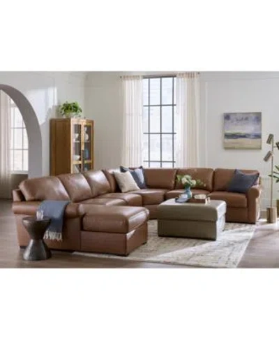 Macy's Radley Roll Arm Leather Sectional Collection Exclusively At Macys In Anthracite
