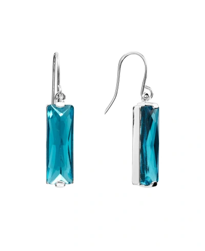 Macy's Rectangular Crystal Drop Earrings In Silver-plate In Aqua
