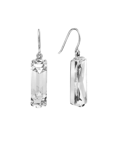 Macy's Rectangular Crystal Drop Earrings In Silver-plate In Clear