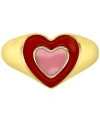 MACY'S RED & PINK ENAMEL HEART RING IN 14K GOLD-PLATED STERLING SILVER