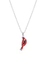 Macy's Red And White Crystal Cardinal Necklace (27/50 Ct. T.w.) In Fine Silver Plated Brass In Fine Silver Plated Brass
