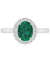 Macy's Red & White Cubic Zirconia Oval Halo Ring In Sterling Silver In Green