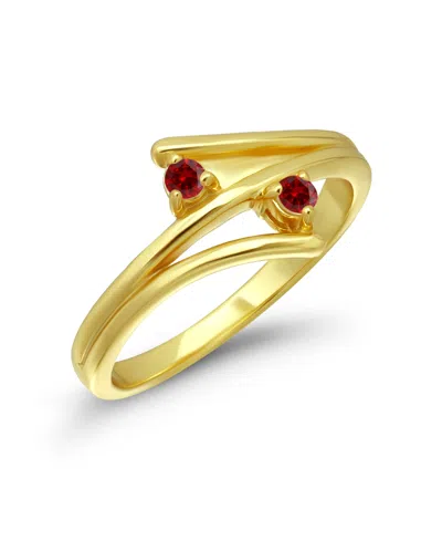 Macy's Red Cubic Zirconia Gold-plated Band Open Ring