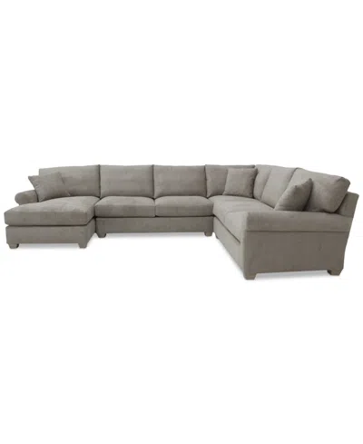 Macy's Reiter 4-pc. Fabric Sectional Sofa, Exclusively At  In Linen