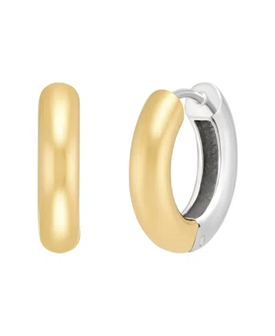 Macy's Reversible Hoop Earrings In 14k Yellow Gold-plated Sterling Silver
