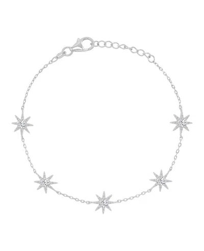 Macy's Rhodium Over Silver Cubic Zirconia Sun Station Bracelet In Yellow
