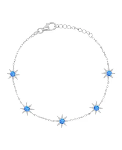Macy's Rhodium Over Sterling Silver Blue Spinel Sun Station Bracelet In Yellow