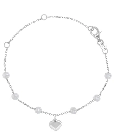 Macy's Rhodium Over Sterling Silver Cultured Pearl Station Bracelet