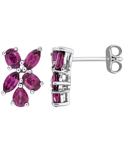 Macy's Rhodolite (1-3/8 Ct. T.w.) Earrings In Sterling Silver (also Available In Amethyst) In Metallic