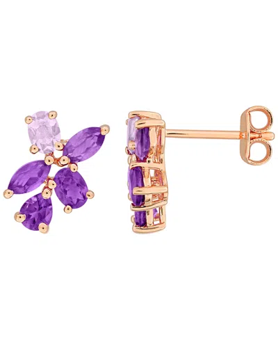 Macy's Rhodolite (1-3/8 Ct. T.w.) Earrings In Sterling Silver (also Available In Amethyst) In Gold