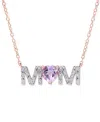 Macy's Rhodolite Garnet (4/5 Ct. T.w.) & Diamond (1/10 Ct. T.w.) Mom 18" Pendant Necklace In 18k Gold-plate In Amethyst