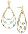 Macy's Rhodolite Garnet Triple Teardrop Drop Earrings (1-3/4 Ct. T.w.) In 14k Gold Over Sterling Silver (al In Blue Topaz