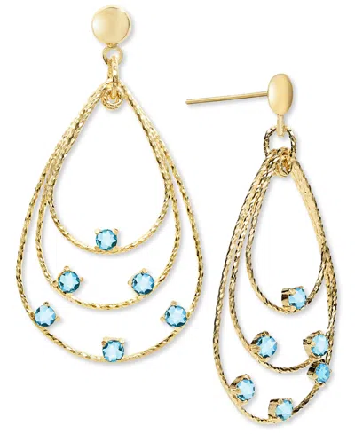 Macy's Rhodolite Garnet Triple Teardrop Drop Earrings (1-3/4 Ct. T.w.) In 14k Gold Over Sterling Silver (al In Blue Topaz