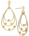 Macy's Rhodolite Garnet Triple Teardrop Drop Earrings (1-3/4 Ct. T.w.) In 14k Gold Over Sterling Silver (al In Citrine