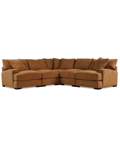Macy's Rhyder 111" 5-pc. Fabric L Sectional, Exclusively At  In Brown