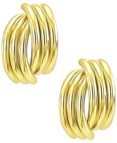 Macy's Ribbed Stud Earrings In 10k Yellow Gold