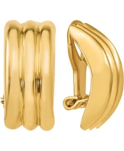 Macy's Ridge Textured Half Hoop Clip-on Earrings In Yellow Gold