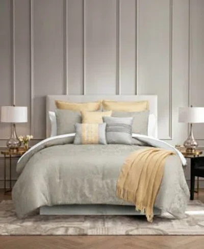 Macy's Roland Luxe Gold Scrollwork 14 Piece Comforter Sets In Gray