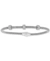 Macy's Rondelle Cubic Zirconia Mesh Bracelet In Sterling Silver, 14k Gold Over Sterling Silver Or 14k Gold  In Silver