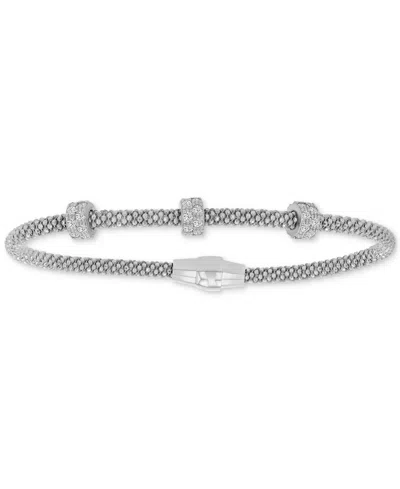 Macy's Rondelle Cubic Zirconia Mesh Bracelet In Sterling Silver, 14k Gold Over Sterling Silver Or 14k Gold 