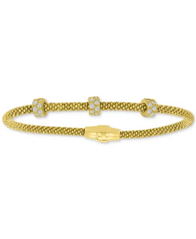 Macy's Rondelle Cubic Zirconia Mesh Bracelet In Sterling Silver, 14k Gold Over Sterling Silver Or 14k Gold 