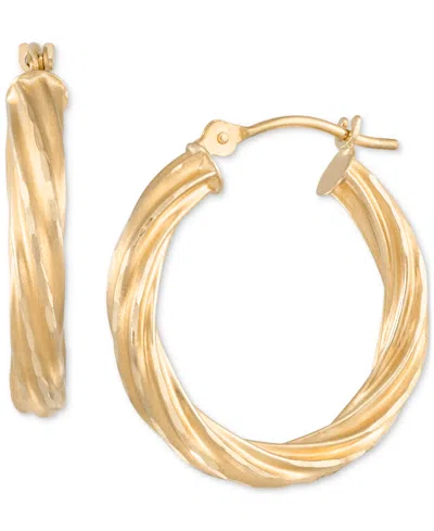 Macy's Rope Textured Hoop Earrings In 10k Yellow Gold