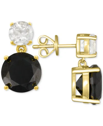 Macy's Rose De France 5-5/8 Ct. T W. And Amethyst 1-1/3 Ct. T.w.drop Earrings In 14k Gold-plated Sterling S In Black