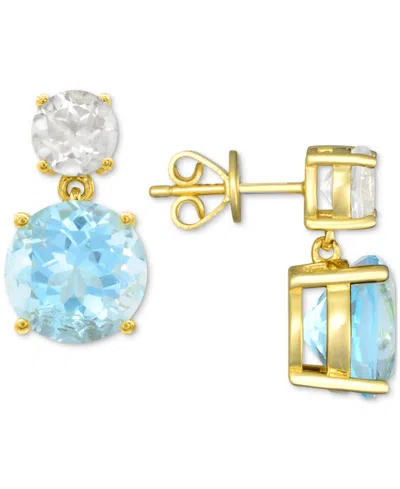 Macy's Rose De France 5-5/8 Ct. T W. And Amethyst 1-1/3 Ct. T.w.drop Earrings In 14k Gold-plated Sterling S In Blue