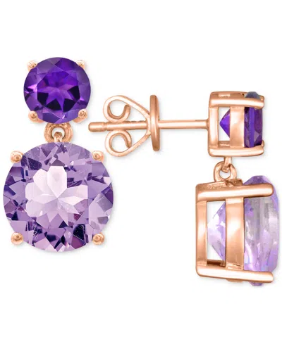 Macy's Rose De France 5-5/8 Ct. T W. And Amethyst 1-1/3 Ct. T.w.drop Earrings In 14k Gold-plated Sterling S In Purple
