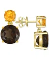 Macy's Rose De France 5-5/8 Ct. T W. And Amethyst 1-1/3 Ct. T.w.drop Earrings In 14k Gold-plated Sterling S In Gold