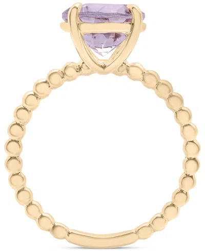 Macy's Rose De France Amethyst Oval Beaded Ring (3-1/6 Ct. T.w.) In 14k Gold-plated Sterling Silver