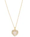 Macy's Rose Quartz (1/3 Ct. T.w.) & White Topaz (1/4 Ct. T.w.) Heart Pendant Necklace In 14k Gold Over Ster In Rose Quartz
