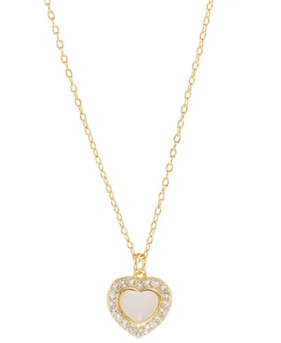 Macy's Rose Quartz (1/3 Ct. T.w.) & White Topaz (1/4 Ct. T.w.) Heart Pendant Necklace In 14k Gold Over Ster