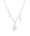 Macy's Clear Quartz Pear Shape Bead 16mm Charm Necklace In Fine Silver Plated Brass In Rose