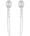 Macy's Round (0.48 Ct. T.w.) And Baguette (0.53 Ct. T.w.) Diamond Drop Earrings In 14k White Gold In Metallic