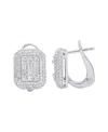 Macy's Round (0.58 Ct. T.w.) And Baguette (0.42 Ct. T.w.) Diamond Earrings In 14k White Gold In Metallic