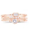 Macy's Round And Baguette Cubic Zirconia Stacked Ring (1/2 Ct. T.w.) In 14 Karat Rose Gold Over Sterling Si In Rose Gold Over Silver