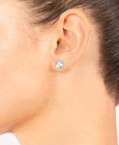 Macy's Round Crystal Stud Earrings (1 Ct. T.w.) In Fine Silver Plated Brass